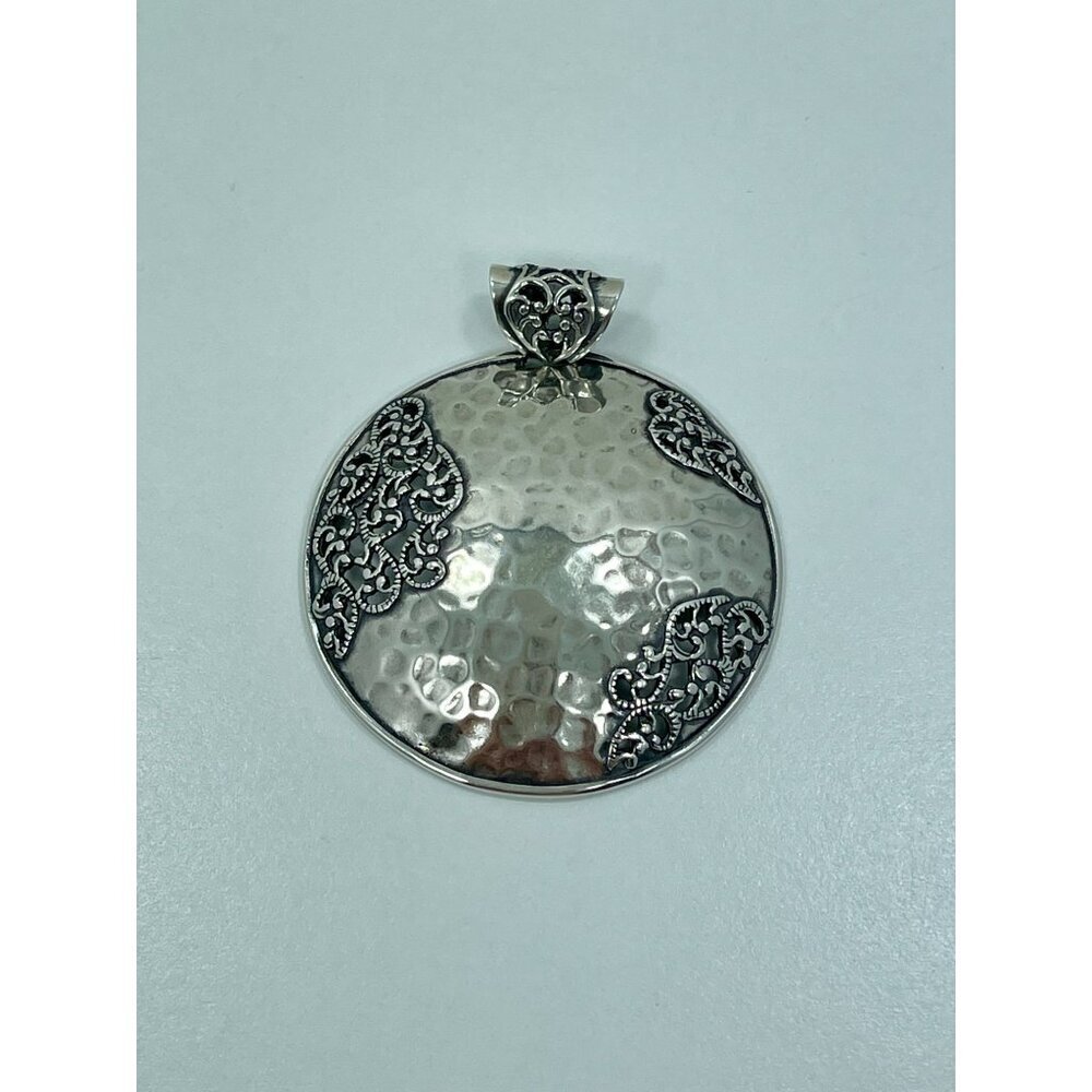 Paz Creations Israel 925 Sterling Silver Round Pendant Filigree Hammered Design - Picture 7 of 7